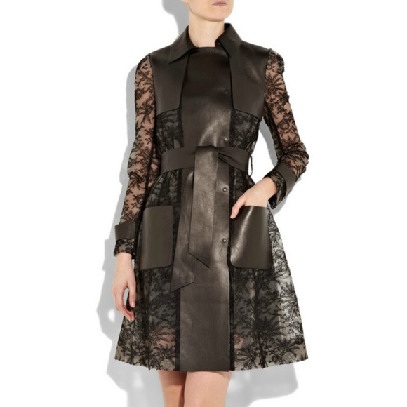 Valentino Jackets & Blazers - Valentino Leather and Lace Trench Coat, Small